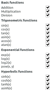Some base functions that TuringBot uses for symbolic regression.