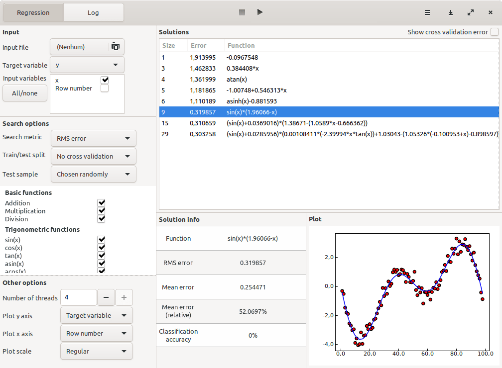 The interface of TuringBot.