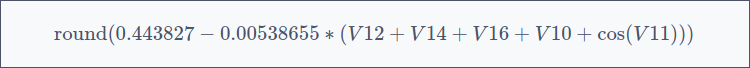 The formula above predicts credit card frauds in a real-world dataset with 87% precision.